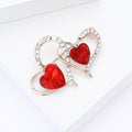 Interlocking Double Heart Brooch With Red and Clear Crystals view 3