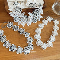 Floral Lace Choker Necklace With Crystal Details Beaded Jewelry view 2