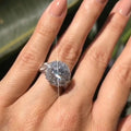 Silver Tone Round Layered Halo Statement Ring With Polished Clear Stone Detail view 4