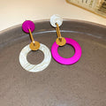 Asymmetric Pink and Ivory Open Circle Drop Earrings view 6