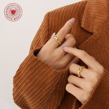 Open Adjustable Chain Link Rope Twist Ring Gold Or Silver
