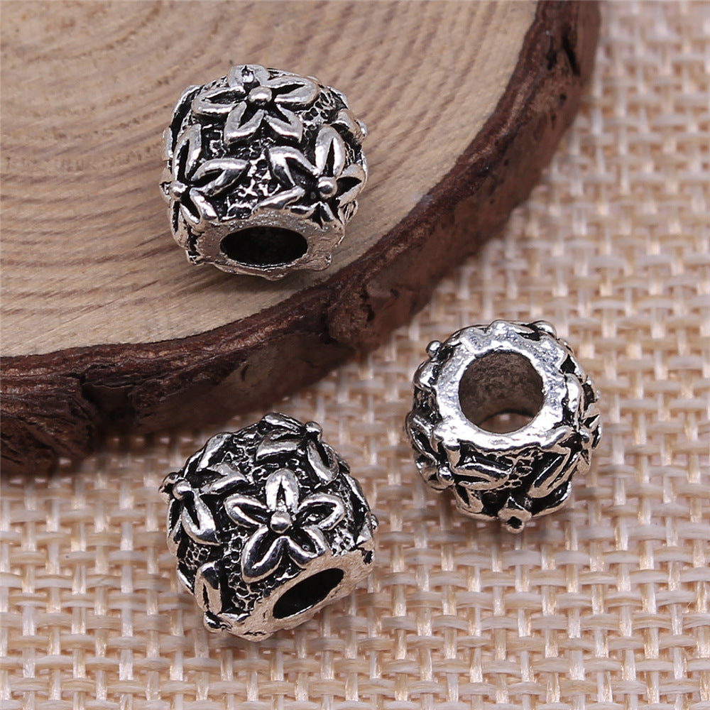 10.2x10.2x8.8mm 3.1g Antique Silver Zinc Alloy Round Large Hole Spacer Beads for Bracelet Jewelry Making