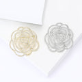 Openwork Camellia Crystal Brooch in Gold or Silver Tone view 2