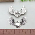 Vintage Zinc Alloy Heart Wing Theme Charm Pendant for DIY Necklace Bracelet Earrings