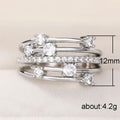 Silver Crossed Multi Band Pave CZ Finger Ring Sizes 6-10 view 5