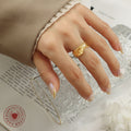 Irregular Molten Texture Open Ring Gold And Steel Tone view 4