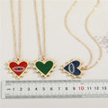Gold Tone Pearl-Edged Heart Evil Eye Pendant Necklaces in Five Colors view 2