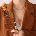 Gold Double Layer Detachable Multi Ring Ball Chain Necklace view 2