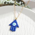 Gold Tone Hamsa Evil Eye Pendant Necklaces in Nine Colors view 4