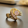 Gold Swirl Bypass Clear Center Stone Ring Metal Alloy view 4
