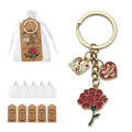 Red Carnation Mothers Day Multi Charm Key Ring Gold view 1