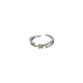 Silver Tone Multi Band Clear Stone Flower Open Adjustable Ring view 5