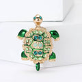 Jeweled Enamel Sea Turtle Brooch in Blue or Green Colorways view 2