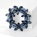 Marquise Crystal Floral Wreath Brooch in Navy or Multicolor view 2