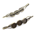 Leaf Shaped Triple Cabochon Hair Clip Base in Antique Bronze view 5