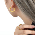Leaf Laurel Hoop Earrings Gold Or Silver Tone Pair view 4