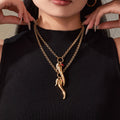 Gold Chili Pepper Pendant Necklace Ladybug Wing Cable Chain view 2