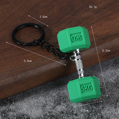 Fitness Gym Keychain with Barbell Dumbbell and Weight Plate Charms