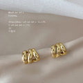 Gold Triple Band Smooth Mini Huggie Stud Earrings Pair view 4