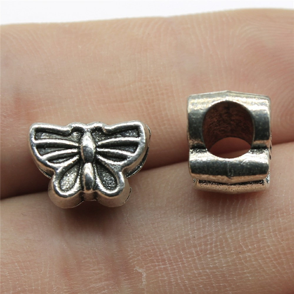 13x8.9x8.2mm 2.3g Antique Silver Zinc Alloy Butterfly Large Hole Beads for European Bracelet DIY Jewelry