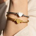 Geometric Heart Soft Cable Open Bangles Gold Steel view 4