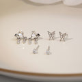 Silver Butterfly Teardrop Five Pair Stud Earring Set view 3