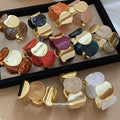 Acrylic Marbled Disc Stretch Bracelets Gold Plates 12 Colors view 1