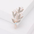 Crystal Leaf And Pearl Brooch Decorative Metal Pin For Jackets And Lapels view 7