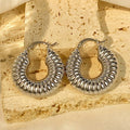 Chunky Metal Teardrop C-Hoop and Ribbed Hoop Earrings view 10