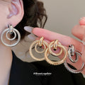 Textured Interlocking Circle and Knot Stud Earrings view 2