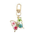 Gold Tone Pressed Flower Butterfly Resin Clip Keychains view 8