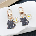 Daisy Cat Enamel Clasp Keychains in 8 Dark and Pastel Colors view 1