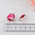 Clear Resin Red Pressed Flower Heart Stud Earrings view 3