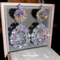 Silver-Tone Crystal Teardrop Dangle Stud Earrings Decorative Jewelry Accessory view 1