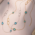 Teardrop Glass Stone Long Necklace in Ten Color and Metal Styles view 2