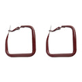 Burgundy Enamel Square Geometric Hoop Earrings Two Sizes view 5