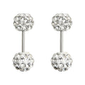 Silver Tone Double End Rhinestone Ball Barbell Studs In Four Sizes view 5