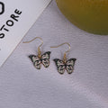 Pink Black Butterfly Drop Earrings Gold Fishhook Dangle view 4