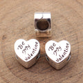 Antique Silver Valentine Heart Large Hole Bead Jewelry Making Component view 2
