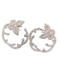 Silver Tone Crystal Butterfly Floral Hoop Stud Earrings view 5