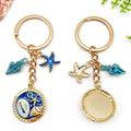 Six Blue Starfish Shell Ocean Metal Keychain Designs view 2
