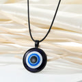 Black Cord Round Blue Evil Eye Pendant Necklaces in Eleven Frames view 11