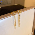 Crystal Cuff Earrings with Fine Chain Drops in Two Tones view 7