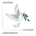 White Enamel Dove Brooch Olive Branch Rhinestone Wings view 5