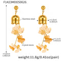 Crystal Chip Cluster Drop Earrings Gold Bell Cap Stainless view 9
