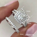 White Gold Tone Cushion Halo Two Piece Ring Set Sizes 6-10 view 5