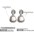 Oval Post Square Mother Of Pearl Drop Earrings Gold Steel view 7