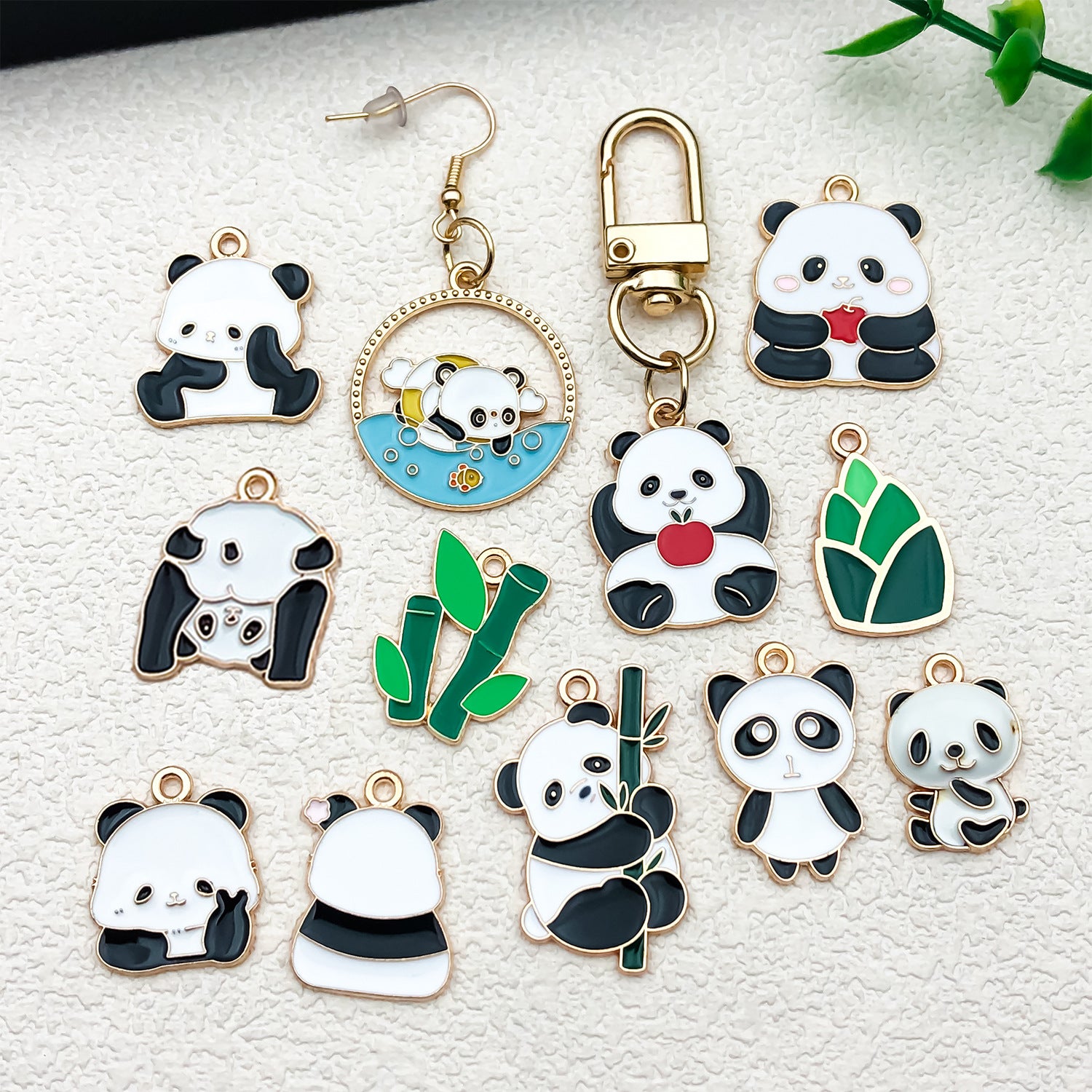 Enamel Zinc Alloy Panda Bear Cat Charm Pendants for DIY Keychain Earrings Necklace Jewelry