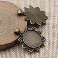 Two Finish Sunflower Round Pendant Setting Metal Jewelry Making Component view 4