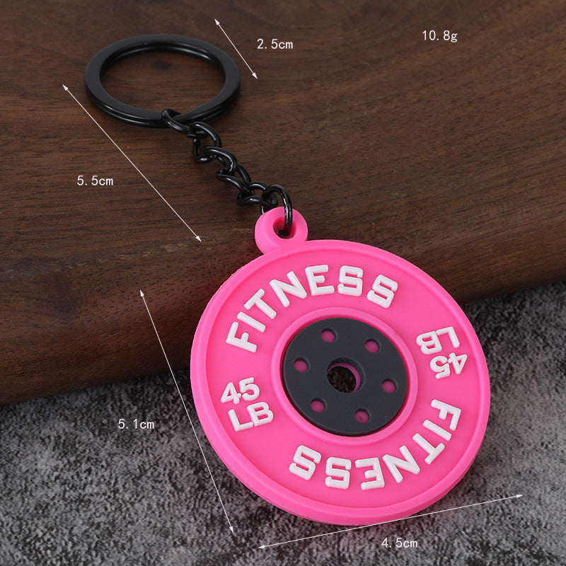 Fitness Gym Keychain with Barbell Dumbbell and Weight Plate Charms